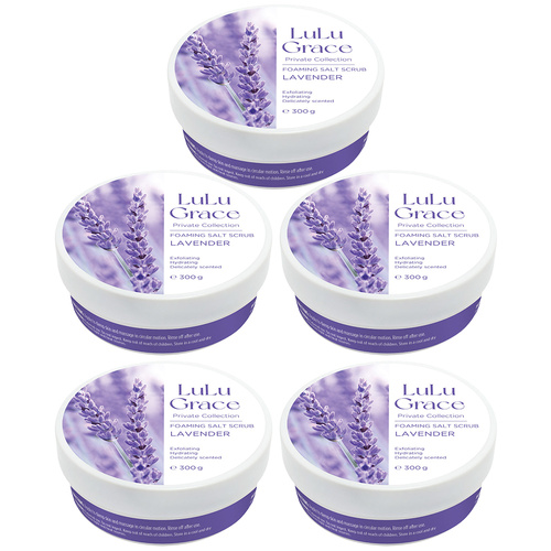 Lulu Grace Lavender Exfoliating Foaming Salt Body Scrub 300g Pack of 5