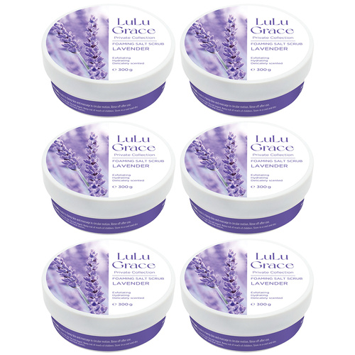 Lulu Grace Lavender Foaming Salt Body Scrub 300g Bundle of 6