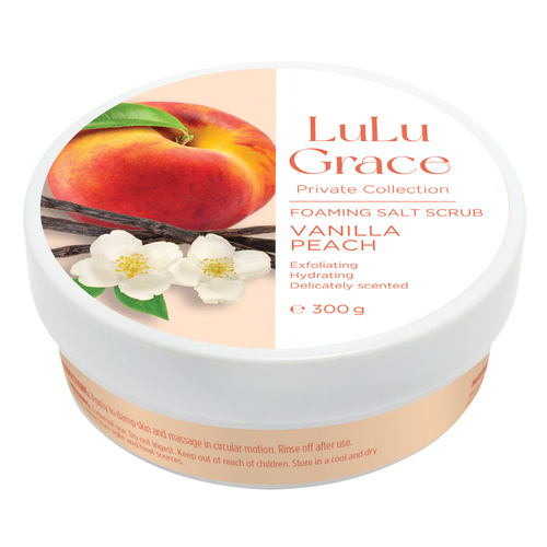 Lulu Grace Vanilla Peach Exfoliating Foaming Salt Body Scrub 300g