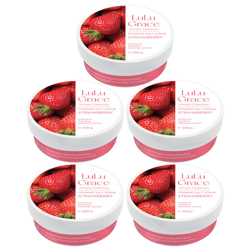 Lulu Grace Strawberry Foaming Salt Body Scrub 300g Pack of 5 Exfoliating