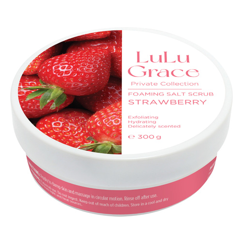 Lulu Grace Strawberry Exfoliating Foaming Salt Body Scrub 300g