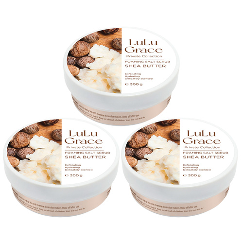 Lulu Grace Shea Butter Foaming Salt Body Scrub Bundle 3 x 300g