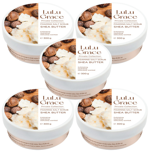 Lulu Grace Shea Butter Foaming Salt Body Scrub 300g Pack of 5