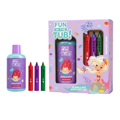 Fun in the Tub Mermaid Bubble Bath Gift Set with 3 Crayons