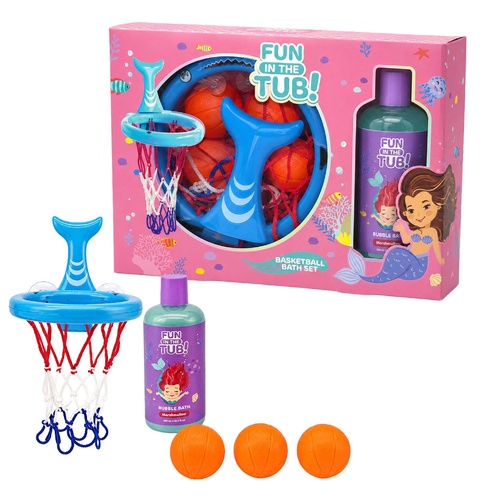 Fun in the Tub Mermaid Bubble Bath Gift Set with Basketball Hoop