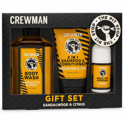 Crewman Pit Stop Sandalwood Citrus Mens Grooming Gift Set 3 Piece