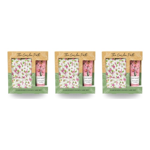 Lulu Grace The Garden Path Gardener's Hand Care Gift Set Gardening Gloves & Hand Cream 130mL Bundle of 3