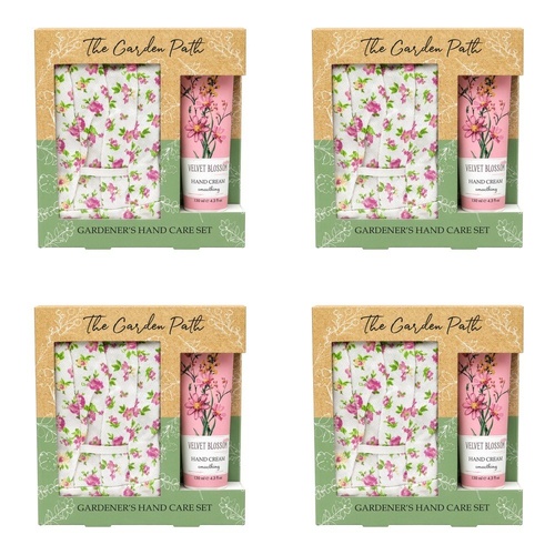 Lulu Grace The Garden Path Gardener's Hand Care Gift Set Gardening Gloves & Hand Cream 130mL Bundle of 4