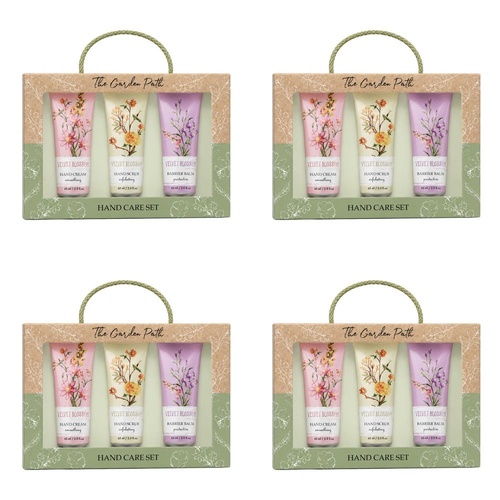 Lulu Grace The Garden Path Hand Care Gift Set 3pc Hand Cream, Hand Scrub & Barrier Balm 60mL Bundle of 4
