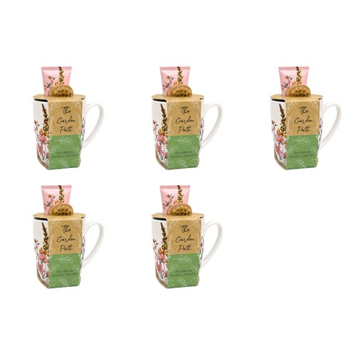 Lulu Grace The Garden Path Tea-Break Hand Care Mug Set with Hand Cream 100mL & Nail Brush Bundle of 5