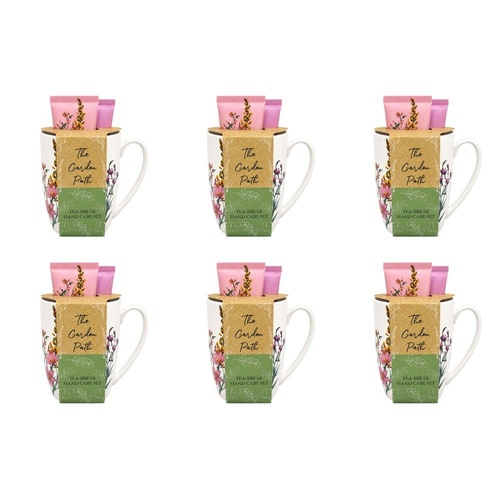 Lulu Grace The Garden Path Tea-Break Hand Care Mug Set with Hand Cream 60mL & Barrier Cream 60mL Bundle of 6