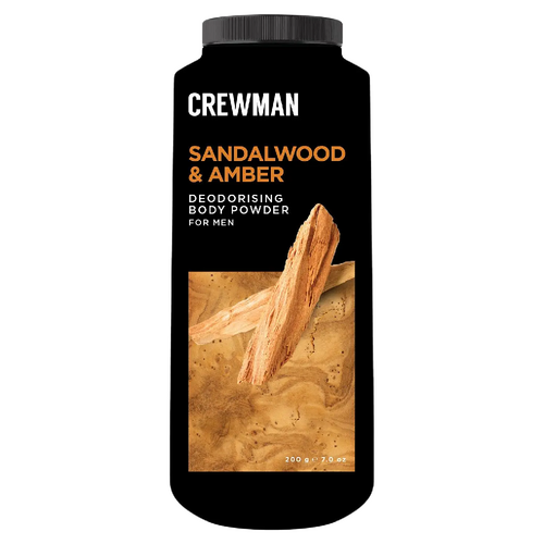 Crewman Sandalwood & Amber Body Powder For Men 200g Deodorising