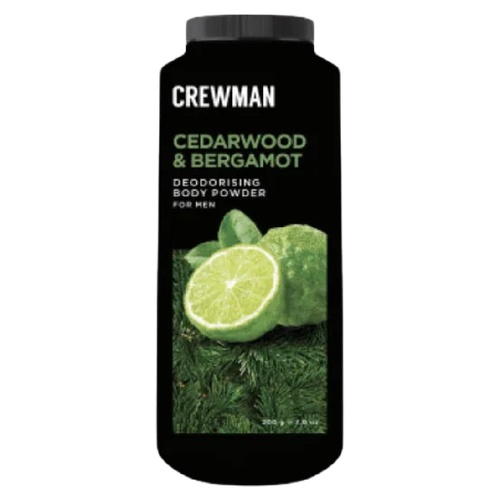 Crewman Cedarwood & Bergamot Body Powder For Men 200g Deodorising