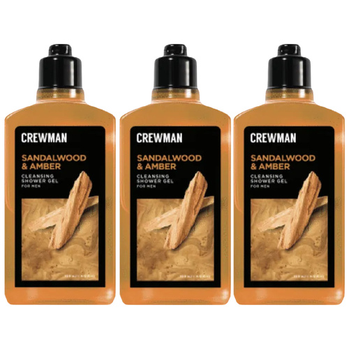 Crewman Sandalwood Amber Shower Gel 250ml 3 Pack Mens Body Wash
