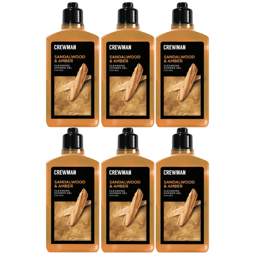 Crewman Sandalwood Amber Shower Gel 250ml 6 Pack Mens Body Wash