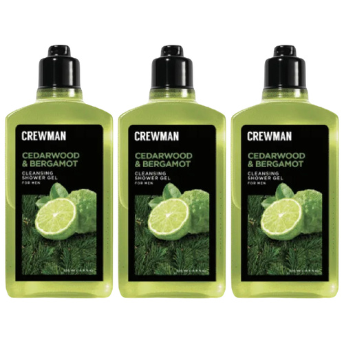 Crewman Cedarwood Bergamot Shower Gel 250ml 3 Pack Mens Body Wash