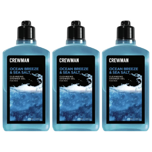 Crewman Ocean Breeze Sea Salt Shower Gel 250ml 3 Pack Mens Body Wash