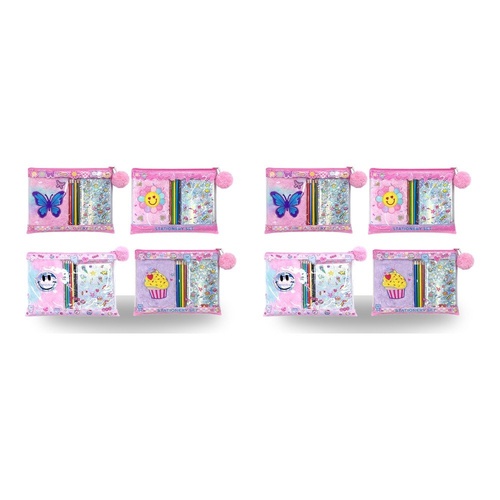 Kids Plush Notebook Stationery Gift Set in Zip Pouch Assorted Designs - Random Design Supplied Bundle of 2
