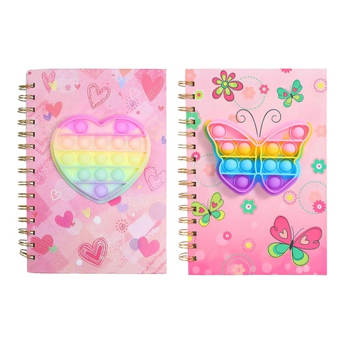 Push Pop Fidget Notebook Girls Heart or Butterfly