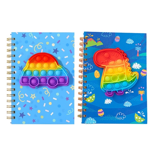 Push Pop Fidget Notebook Boys Rainbow or Dinosaur