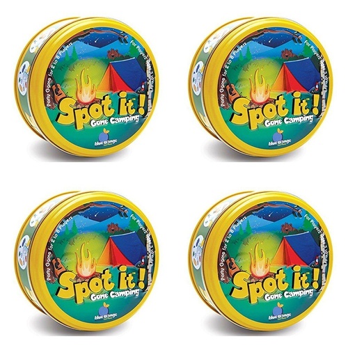 Spot It! Gone Camping Card Game in Tin 2-8 Players Ages 7+ Pack of 4