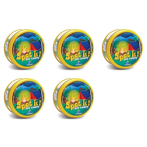Spot It! Gone Camping Card Game in Tin 2-8 Players Ages 7+ Pack of 5