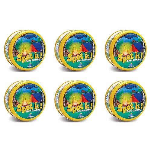 Spot It! Gone Camping Card Game in Tin 2-8 Players Ages 7+ Pack of 6