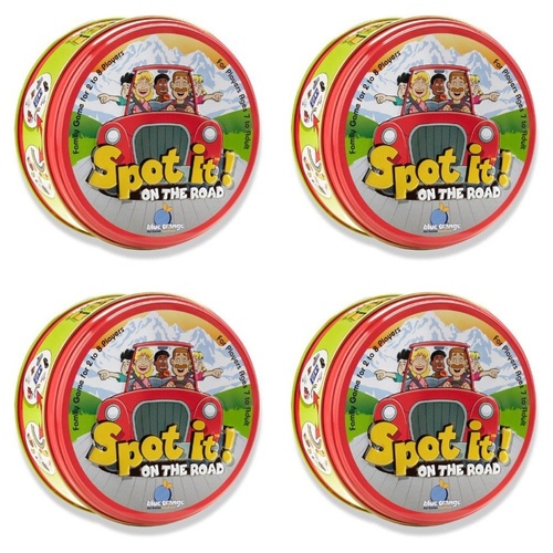 Spot It! On the Road Card Game in Tin 2-8 Players Ages 7+ Pack of 4