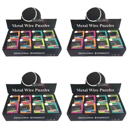 Metal Wire Puzzles Counter Display of 24 Bundle of 4