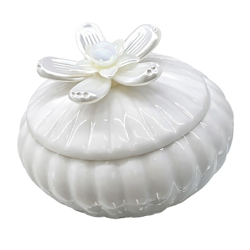 Ceramic Trinket Box Flower White 8.3 x 6.8cm
