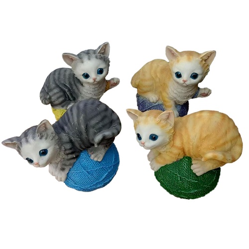Cat on Ball of Yarn Figurine Assorted