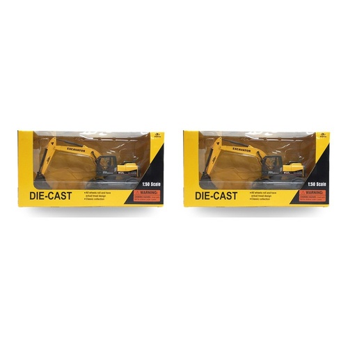 Die-Cast Excavator 1:50 Scale Construction Vehicle Toy Pack of 2