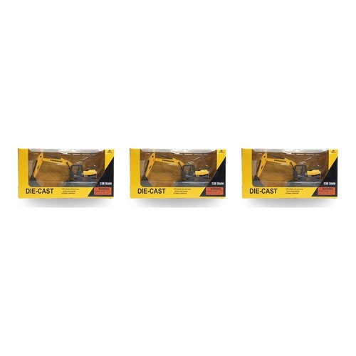 Die-Cast Excavator 1:50 Scale Construction Vehicle Toy Pack of 3