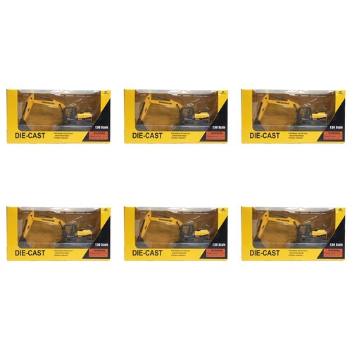 Die-Cast Excavator 1:50 Scale Construction Vehicle Toy Pack of 6