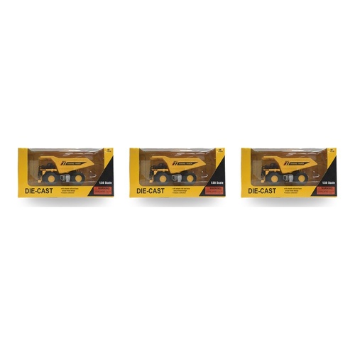 Die-Cast Mining Truck 1:50 Scale Construction Vehicle Toy Pack of 3