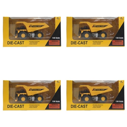 Die-Cast Mining Truck 1:50 Scale Construction Vehicle Toy Pack of 4
