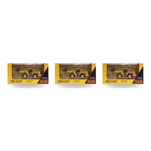 Die-Cast Wheel Loader 1:50 Scale Construction Vehicle Toy Pack of 3