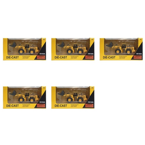 Die-Cast Wheel Loader 1:50 Scale Construction Vehicle Toy Pack of 5