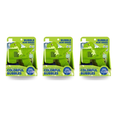 Dinosaur Bubble Gun with Coloured Lights Pack of 3