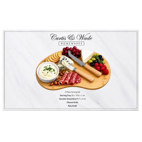 Curtis & Wade Serving Board with Dip Bowl and 2 Knives 4 Piece Set