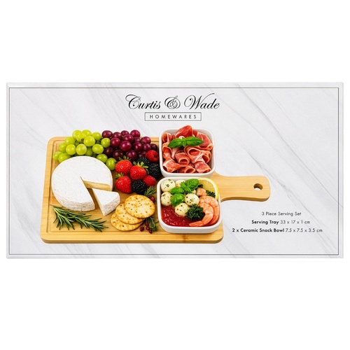 Curtis & Wade 3 Piece Serving Set with 2 Snack Bowls