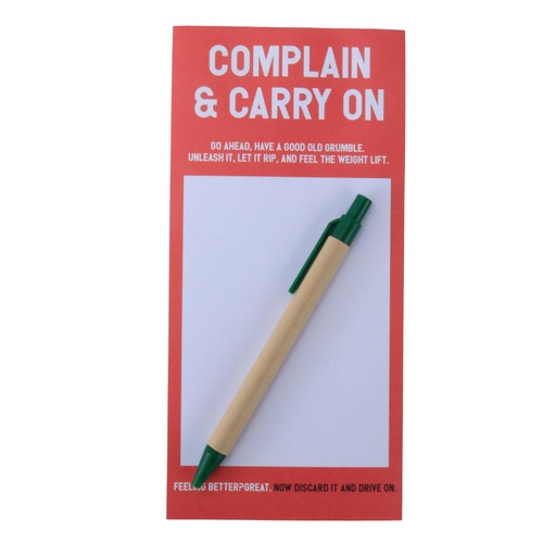 Complain & Carry On Notepad with Pen
