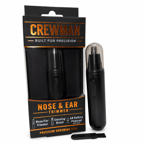 Crewman Nose and Ear Hair Trimmer Battery Powered Grooming Tool with Brush