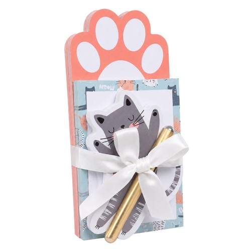 Cat Notepad Set of 3 with Pen