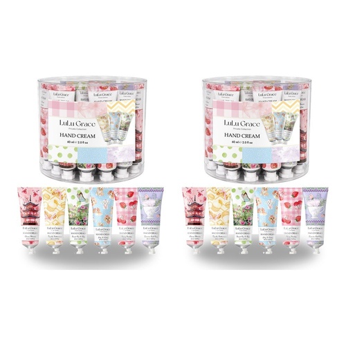Lulu Grace Hand Cream 60mL Assorted Scents Tub of 36 Bundle of 2