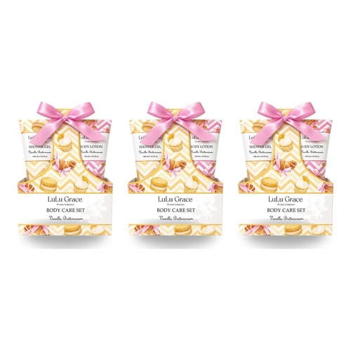 Lulu Grace Vanilla Buttercream Shower Gel 130mL & Body Lotion 130mL Body Care Set Bundle of 3