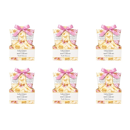 Lulu Grace Vanilla Buttercream Shower Gel 130mL & Body Lotion 130mL Body Care Set Bundle of 6
