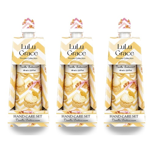 Lulu Grace Vanilla Buttercream Hand Cream 60mL & Nail File Hand Care Set Bundle of 3