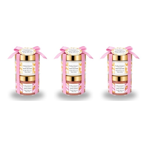 Lulu Grace Vanilla Buttercream Body Scrub 200g & Body Butter 150mL Body Care Duo Bundle of 3