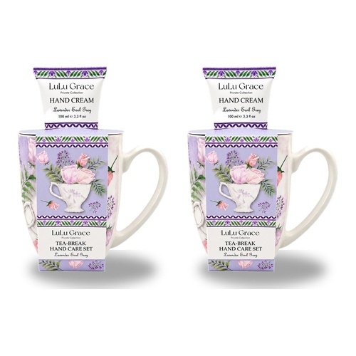 Lulu Grace Lavender Earl Grey Tea-Break Hand Care Set Mug & Hand Cream 100mL Bundle of 2